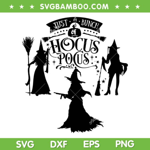 Just A Bunch Of Hocus Pocus SVG PNG, Halloween Witches Ladies Golden SVG, Sanderson Sisters DXF SVG PNG EPS
