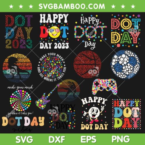Happy Dot Day SVG Bundle, Polka Dot Football SVG Bundle, Dot Day 2023 DXF SVG PNG EPS