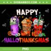 Happy HalloThanksMas Coffee Leopard PNG, Halloween Thanksgiving Christmas Coffee PNG, Coffee Halloween PNG