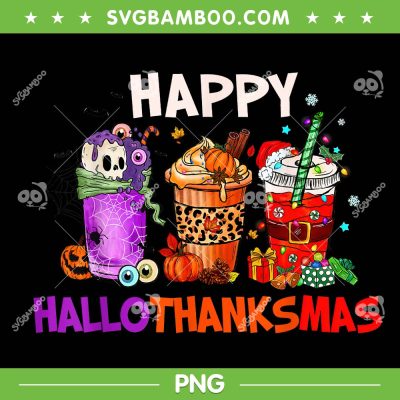 Happy HalloThanksMas Coffee Leopard PNG, Halloween Thanksgiving Christmas Coffee PNG, Coffee Halloween PNG