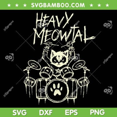 Heavy Meowtal Headbanger SVG PNG, Drummer Cat SVG, Funny Heavy Metal Cat DXF SVG PNG EPS Heavy Meowtal Headbanger SVG PNG, Drummer Cat SVG, Funny Heavy Metal Cat DXF SVG PNG EPS