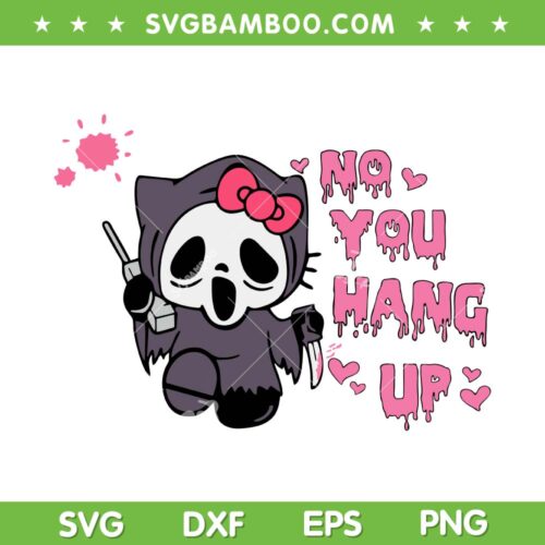 Hello Kitty Ghostface Calling SVG PNG, No You Hang Up Kitty Sanrio SVG, Hello Kitty Halloween DXF SVG PNG EPS