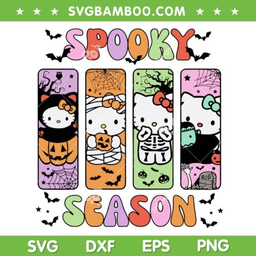 Hello Kitty Spooky Season Halloween SVG PNG, Sanrio Kitty Card SVG, Halloween Kitty DXF SVG PNG EPS