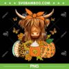 Highland Cow Fall And Leaves Pumpkins PNG, Cow Autumn Thanksgiving PNG, Cow And Pumpkin PNG