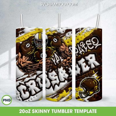 Holy Cross Crusaders 3D Inflated Tumbler Wrap PNG, American Football 20oz Skinny Tumbler Template PNG