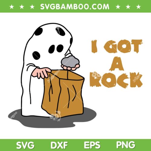 I Got A Rock SVG PNG, Charlie Brown Halloween Funny SVG, Ghost Rock Halloween DXF SVG PNG EPS