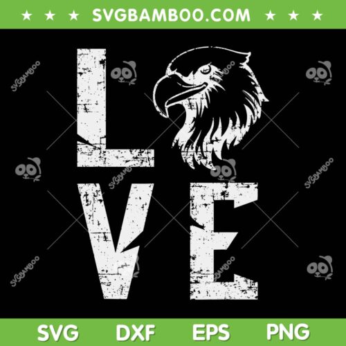 I Love Eagles SVG PNG, Vintage Distressed Flying Bird SVG, Philly Eagles DXF SVG PNG EPS