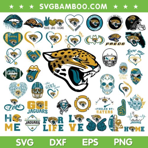 Jacksonville Jaguars Mega Bundle SVG, Jaguars Logo Bundle SVG, Sport Football DXF SVG PNG EPS