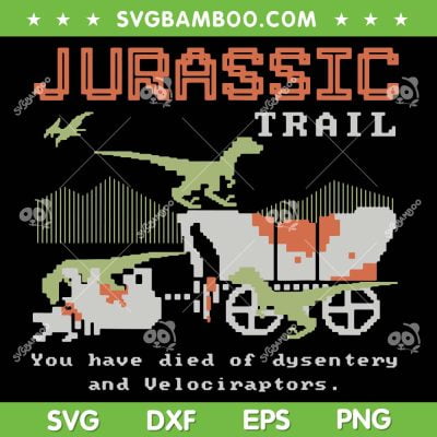 Jurassic Trail SVG PNG, Funny Dinosaur Jurassic Pixel SVG, Jurassic Park DXF SVG PNG EPS