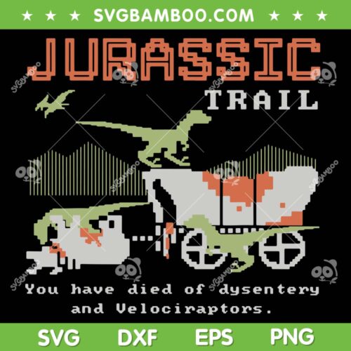 Jurassic Trail SVG PNG, Funny Dinosaur Jurassic Pixel SVG, Jurassic Park DXF SVG PNG EPS