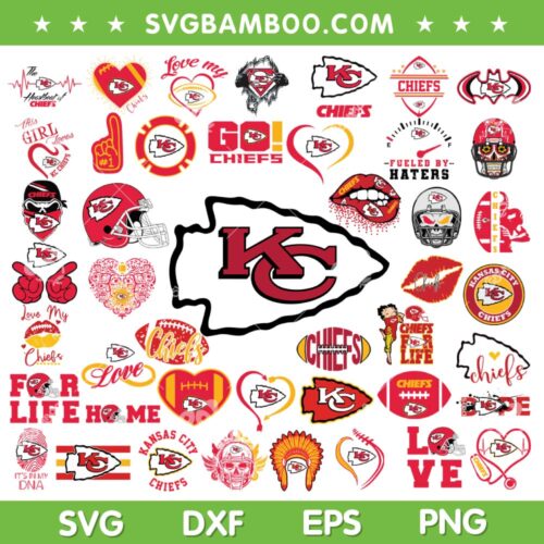 Kansas City Chiefs Mega Bundle SVG, Chiefs Logo Bundle SVG, Chiefs Football DXF SVG PNG EPS