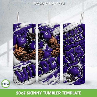 Kansas State Wildcats 3D Inflated Tumbler Wrap PNG, NCAA Football 20oz Skinny Tumbler Template PNG Kansas State Wildcats 3D Inflated Tumbler Wrap PNG, NCAA Football 20oz Skinny Tumbler Template PNG
