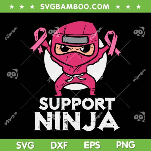 Kids Support Ninja Pink SVG PNG, Cute Breast Cancer Awareness SVG, Breast Cancer Ninja DXF SVG PNG EPS