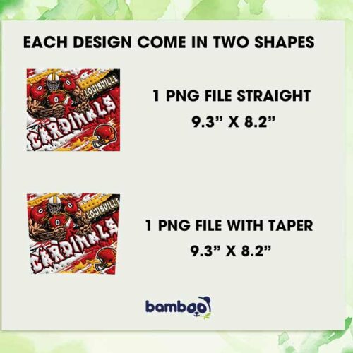 Louisville Cardinals 3D Inflated Tumbler Wrap PNG, Cardinals Football Teams 20oz Skinny Tumbler Template PNG