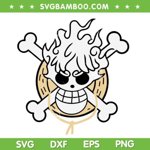 Luffy Gear 5 Logo SVG PNG, Sun God Nika Gear 5 Straw Hatted SVG, Anime Gear 5 DXF SVG PNG EPS