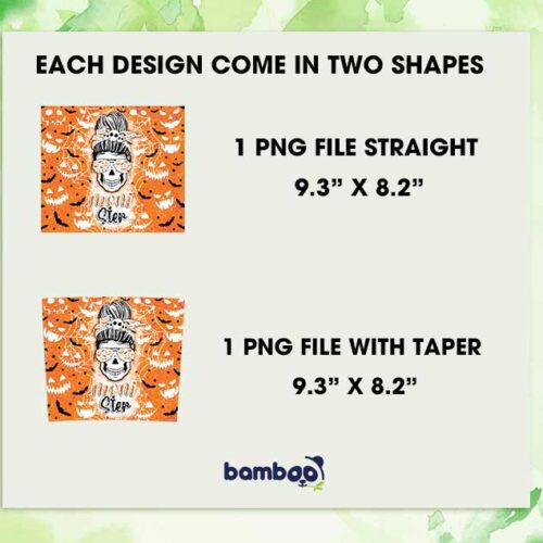 Messy Bun Momster Halloween Tumbler Wrap PNG, Skull Mom Halloween 20oz Skinny Tumbler Template PNG