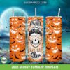 Messy Bun Momster Halloween Tumbler Wrap PNG, Skull Mom Halloween 20oz Skinny Tumbler Template PNG