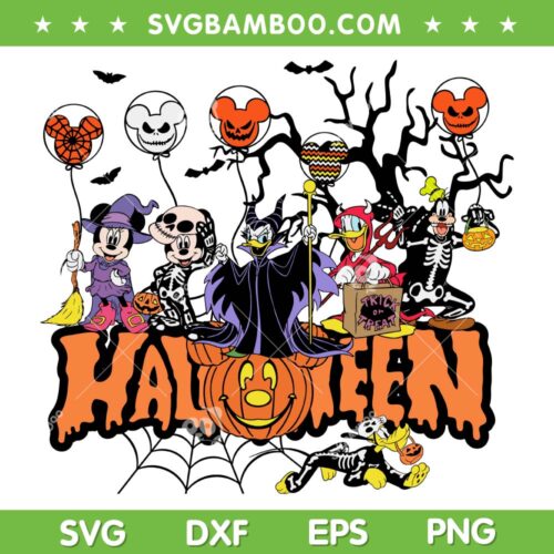 Mickey Mouse And Friends Halloween SVG, Disney Mouse Trick Or Treat SVG, Disney Characters DXF SVG PNG EPS
