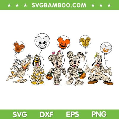 Mickey And Friends Mummy SVG PNG, Disney Friends Happy Halloween SVG, Halloween Disney Mouse DXF SVG PNG EPS