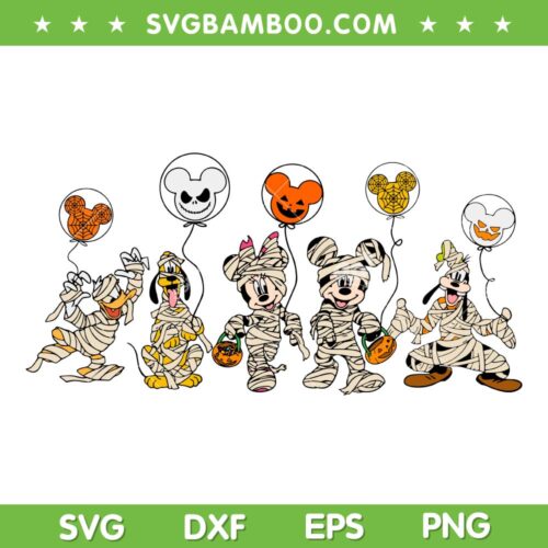 Mickey And Friends Mummy SVG PNG, Disney Friends Happy Halloween SVG, Halloween Disney Mouse DXF SVG PNG EPS