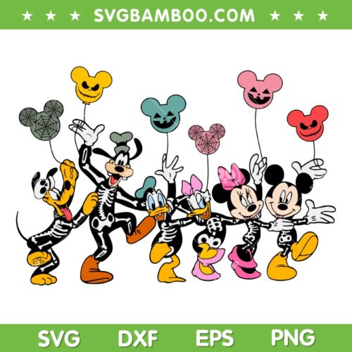 Mickey And Friends Skeleton Dancing SVG, Disney Mouse Spooky Vibes SVG, Disney Skeleton Halloween DXF SVG PNG EPS