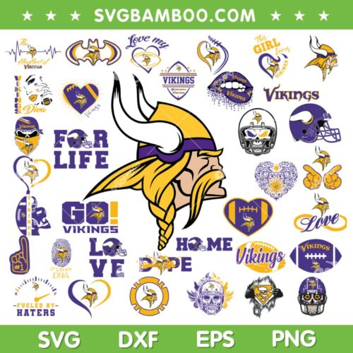 Minnesota Vikings Mega Bundle SVG, NFL Football Teams SVG Bundle, Vikings Logo DXF SVG PNG EPS