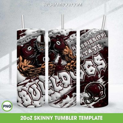 Mississippi State Bulldogs 3D Inflated Tumbler Wrap PNG, NCAA Bulldogs Football Teams 20oz Skinny Tumbler Template PNG Mississippi State Bulldogs 3D Inflated Tumbler Wrap PNG, NCAA Bulldogs Football Teams 20oz Skinny Tumbler Template PNG