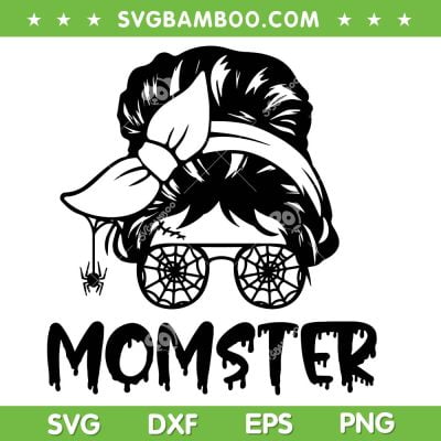 Momster Silhouette SVG PNG, Messy Bun Momster SVG, Halloween Mom Life DXF SVG PNG EPS Momster Silhouette SVG PNG, Messy Bun Momster SVG, Halloween Mom Life DXF SVG PNG EPS