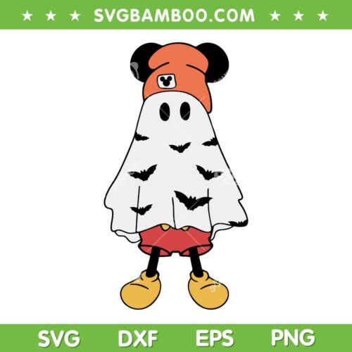 Mouse Ghost Halloween Costume SVG PNG, Mickey Mouse Trick Or Treat SVG, Mouse Ghost DXF SVG PNG EPS