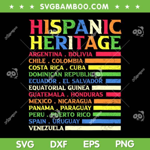 National Latino Countries Flag SVG PNG, Hispanic Heritage Month 2023 SVG, Latin American Flags DXF SVG PNG EPS