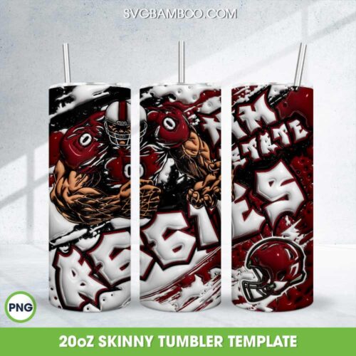 New Mexico State Aggies 3D Inflated Tumbler Wrap PNG, NMSU Aggies Logo 20oz Skinny Tumbler Template PNG