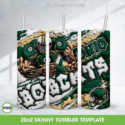 Ohio Bobcats 3D Inflated Tumbler Wrap PNG, Football NCAA 20oz Skinny Tumbler Template PNG Ohio Bobcats 3D Inflated Tumbler Wrap PNG, Football NCAA 20oz Skinny Tumbler Template PNG