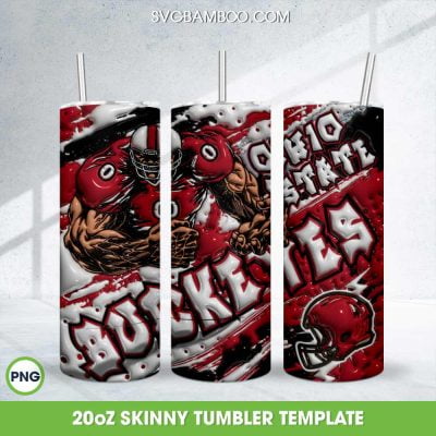 Ohio State Buckeyes 3D Inflated Tumbler Wrap PNG, Buckeyes Football Teams 20oz Skinny Tumbler Template PNG Ohio State Buckeyes 3D Inflated Tumbler Wrap PNG, Buckeyes Football Teams 20oz Skinny Tumbler Template PNG