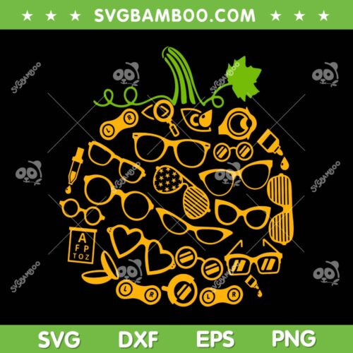 Pumpkin Glasses Optometry SVG PNG, Halloween Optometrist Optician SVG, Glass Pumpkin DXF SVG PNG EPS