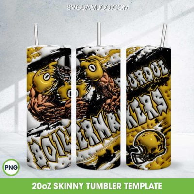 Purdue Boilermakers 3D Inflated Tumbler Wrap PNG, NCAA Football Bowl 20oz Skinny Tumbler Template PNG