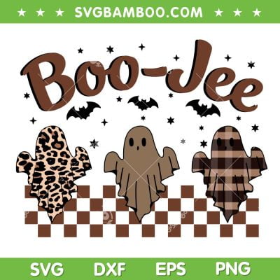 Retro Ghost Boo Jee SVG PNG, Halloween Ghost Leopard SVG, Halloween Party DXF SVG PNG EPS