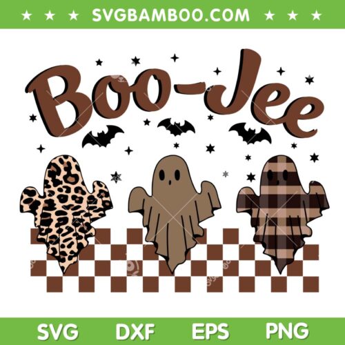 Retro Ghost Boo Jee SVG PNG, Halloween Ghost Leopard SVG, Halloween Party DXF SVG PNG EPS