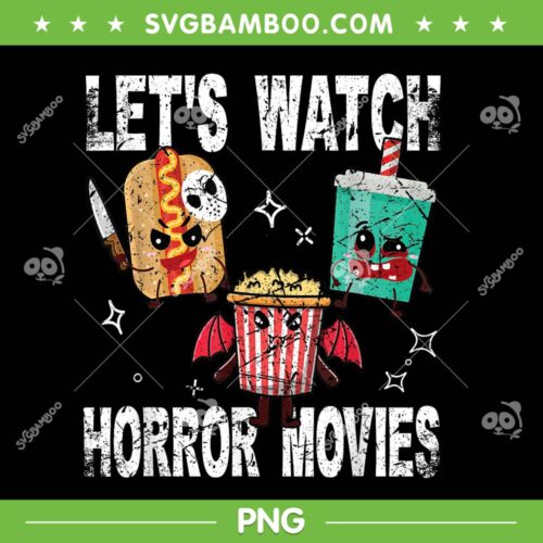 Retro Lets Watch Horror Movies PNG, Cute Pop Corn Horror Movie Halloween Costume PNG, Halloween Cute PNG