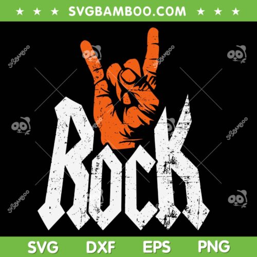 Rock And Roll Hand SVG PNG, Rock Music SVG, Retro Rock Hand Orange DXF SVG PNG EPS