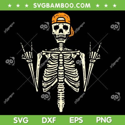 Rocker Skater Skeleton SVG PNG, Skeleton Cap Cool Halloween SVG, Skeleton Skate DXF SVG PNG EPS
