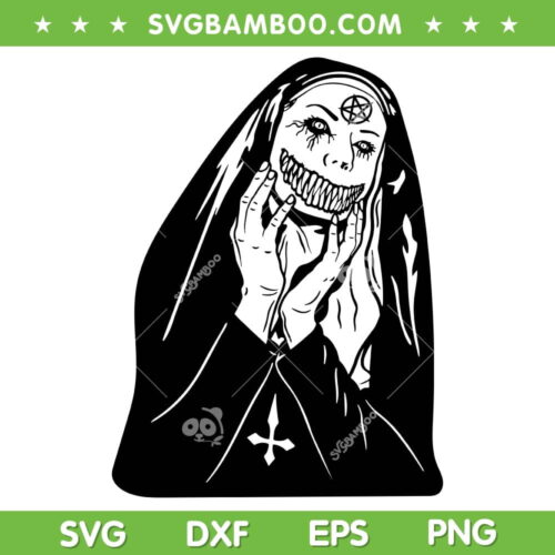 Scary Horror Nun SVG PNG, Creepy Demonic Evil Sister SVG, Nun Horror Halloween DXF SVG PNG EPS