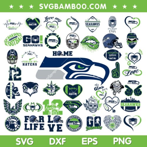 Seattle Seahawks Mega Bundle SVG, NFL Football Teams SVG Bundle, Seahawks Logo DXF SVG PNG EPS