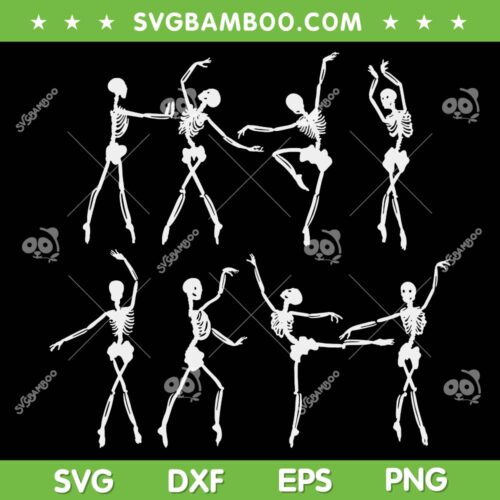 Skeleton Ballerinas Ballet Dance SVG PNG, Cute Halloween Costume Girl SVG, Dancing Skeletons DXF SVG PNG EPS