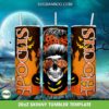 Skull Mom Hocus Pocus Tumbler Wrap PNG, Messy Bun Mom Halloween 20oz Skinny Tumbler Template PNG
