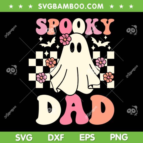 Spooky Dad Retro SVG PNG, Halloween Ghost Family Groovy SVG, Retro Ghost Halloween DXF SVG PNG EPS