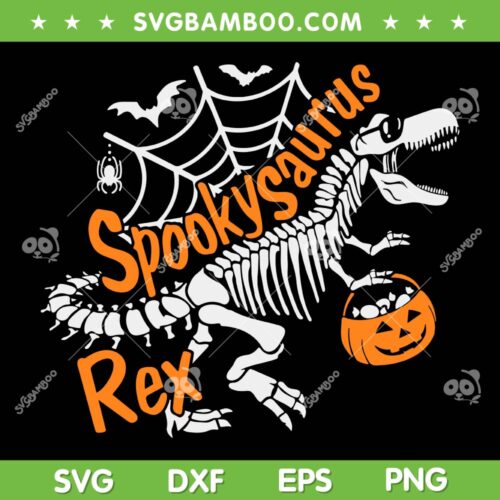 Spooky Saurus Halloween SVG PNG, Dinosaur T Rex Skeleton SVG, Halloween Dinosaur DXF SVG PNG EPS