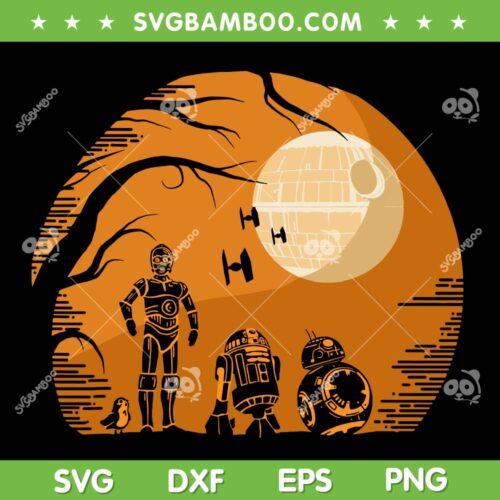 Star Wars Halloween Moon SVG PNG, Death Star Halloween SVG, Happy Halloween Friends DXF SVG PNG EPS