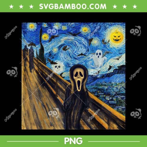 Starry Night Ghostface PNG, Scream Scary Night Van Gogh PNG, Ghostface Halloween PNG