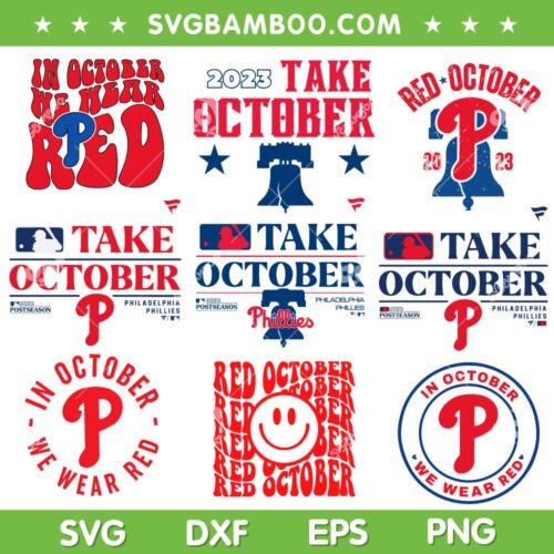 Take October Phillies SVG Bundle, Phillies Red October SVG Bundle, Philadelphia Phillies SVG Bundle