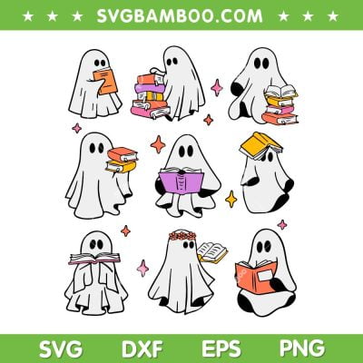 Teacher Halloween Ghost SVG PNG, Retro Ghosts Read More Books SVG, Ghost Reading Books DXF SVG PNG EPS Teacher Halloween Ghost SVG PNG, Retro Ghosts Read More Books SVG, Ghost Reading Books DXF SVG PNG EPS